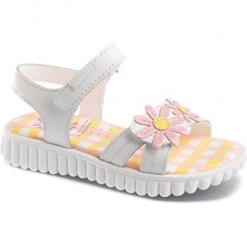 Sandalias abiertas de niña Pablosky de piel blanca 418600 con cierre adherente