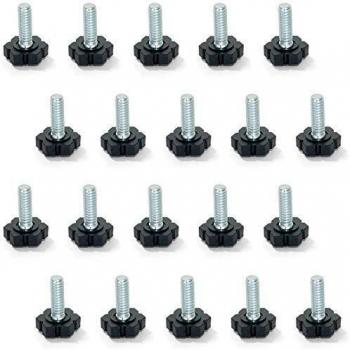Emuca 2020105 Pie nivelador para mueble, rosca M6x20mm, Lote de 20 piezas