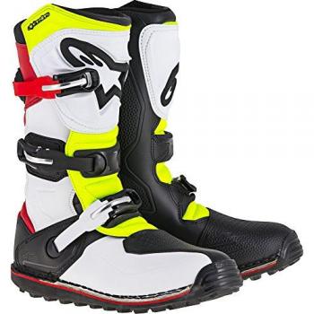 Alpinestars Botas de Trial Tech T Blanco-Rojo-Amarillo Fluo-Negro