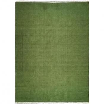 Alfombra de yute y algodón con flecos 160 x 230 cm verde oscuro ESSENCE