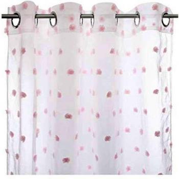 Cortina Infantil de Poliéster con Pompones Rosa y Blanca 140 x 240 cm Atmosphera