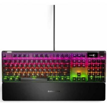 Teclado Gaming SteelSeries Apex 7 Francés AZERTY - Teclado mecánico, retroiluminación RGB personalizable, interruptores mecánicos SteelSeries QX2, reposamuñecas ergonómico desmontable, diseño