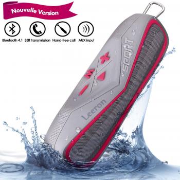 Altavoz Bluetooth Portátil con USB/Audio-In, Leeron Altavoz Inalámbrico Estéreo Subwoofer Impermeable, Soporte Tarjeta TF/SD, Llamadas Manos Libres para iPhone iPad Samsung