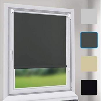 Estores enrollables opacos Sekey 60cm x 210cm Gris Estores enrollables sin perforación Estores enrollables de Aislamiento térmico Estores enrollables Laterales para Puertas y Ventanas