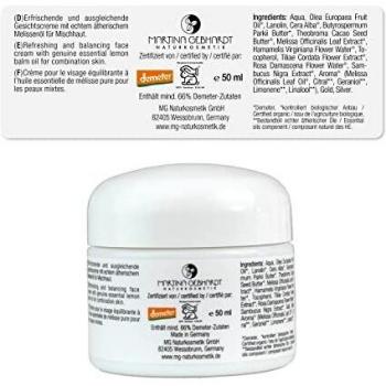 Martina Gebhardt Melissa Cream - Refreshing Organic Face Cream for Combination Skin with Lemon Balm Oil, 50 ml