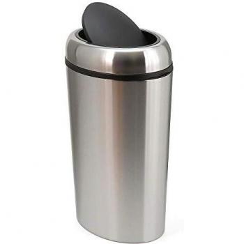 Contenedor de basura de acero inoxidable con tapa oscilante, 40 litros, 400 x 680 x 400 mm