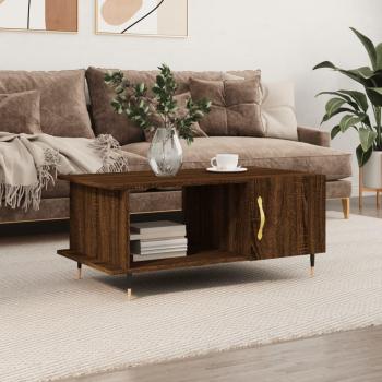 Mesa de centro madera contrachapada 90x50x40 cm color Blanco y Negro, con acabado brillante, ideal para salón o comedor, también como mesa auxiliar o de café