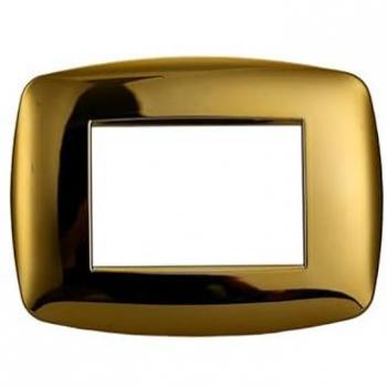 Placa Compatible Ettroit Bticino Livinglight 3 Módulos Delgados de Plástico Color Oro Brillante