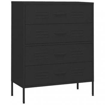Cajonera Home ESPRIT Negro Metal Vintage 80 x 35 x 102 cm