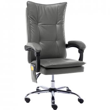 Silla de oficina de masaje de cuero sintético gris antracita