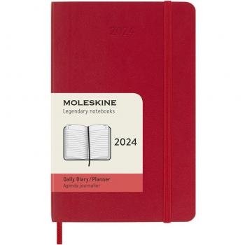 Agenda Moleskine 12 meses día/pág 2024 tapa blanda pocket rojo