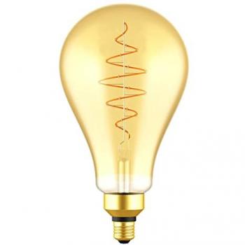 Bombilla Filamento LED Croissant A160 XXL E27 8.5W 600 Lumens 2000K con acabado dorado y regulable