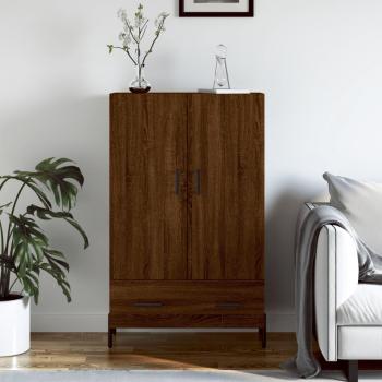 Aparador alto de madera de ingeniería 69,5x31x115 cm en color roble marrón, mueble de almacenaje para salón, buffet y armario auxiliar