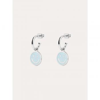 Pendientes Singularu Aro Smiley Sky Enamel