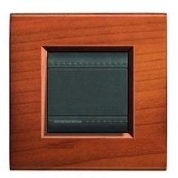 Placa embellecedora 2 módulos Cerezo Americano Livinglight BTICINO LNA4802LCA