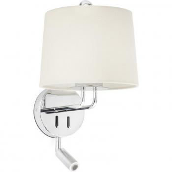 Aplique de pared con luz de lectura Montreal Cromo 1 bombilla 39cm Beige y Cromo 24033-02