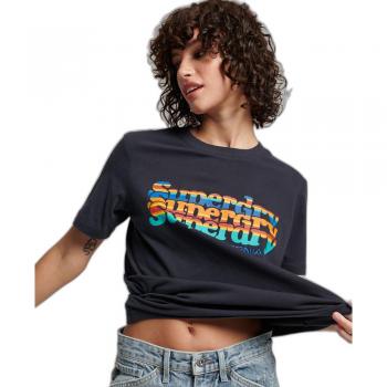 Camiseta Superdry Vintage Scripted Infill Multicolor Mujer Manga Corta Azul Marino