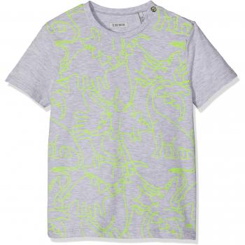 IKKS Junior T Shirt Gris Clair Print Dinosaures Fluo Coton Bio, Camiseta para Niños, Gris