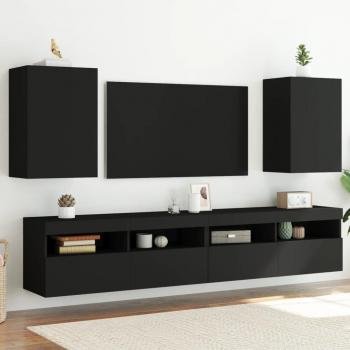 Muebles de pared para TV 2 piezas de madera multicapa negra 40,5x30x60 cm