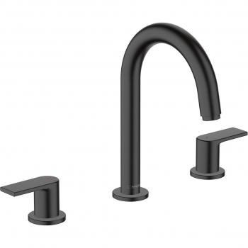 Grifo monomando de 3 agujeros para lavabo Vernis Shape negro mate con desagüe sintético y extraíble - Hansgrohe