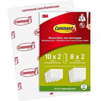 Command PH203-18NA Tiras para colgar cuadros blancas pequeñas y medianas, 8 Medium and 10 Small