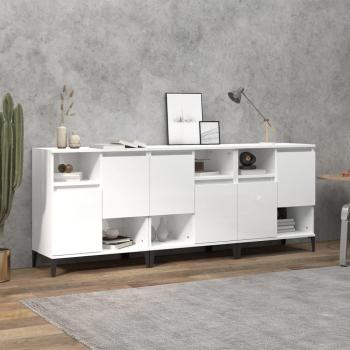 Armario aparador 3 piezas blanco pulido 60x35x70 cm madera multicapa contrachapada brillo