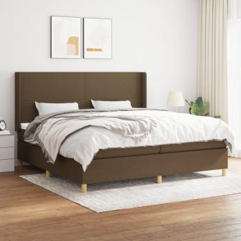 Cama box spring con colchón tela marrón oscuro 200x200 cm Vidaxl Marrón