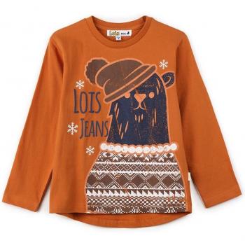 Camiseta de niño naranja en algodón con estampado delantero