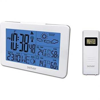 Denver Estación Meteorológica Inalámbrica WS-530WHITE. Termómetro higrómetro Digital para medición Interior/Exterior de Temperatura y Humedad. Previsión meteorológica. Función Reloj y Alarma