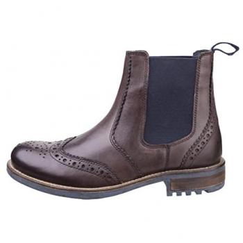 Cotswold Cirencester Brown Leather Chelsea Brogue Boots for Men - Size UK 12