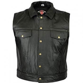 Chaleco de motorista para hombre - Estilo casual - Cuero - Tallas S-10XL - 2XL - 122cm