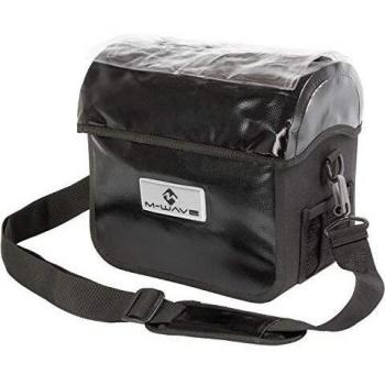 M-Wave 122715.0 Bolsa Manillar con Portamapas, Unisex, Negro, 22-31 mm
