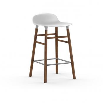 Normann Form Barstool Walnut - Low - Seat Height: 65 cm, White