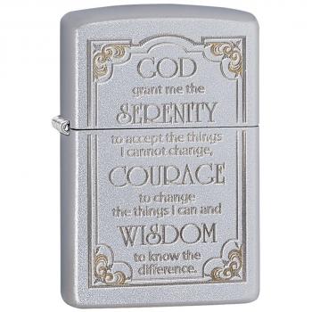 ZIPPO 28458 Windproof Lighter Serenity Prayer Satin Chrome Finish