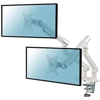 Soporte de Mesa Kimex Full Motion para 2 Monitores de 17''-32'' con USB, VESA 100x100, Máx. 9Kg, Blanco