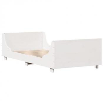 Estructura de cama sin colchón madera maciza blanca 75x190 cm