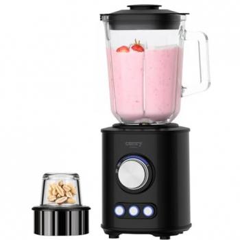 Batidora de Vaso Camry CR 4088, 1800 W, Vaso de Vidrio 1.5L, Cuchilla de Acero Inoxidable con Recubrimiento de Titanio, Picadora y Triturador