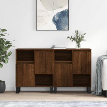 Aparador de Madera Contrachapada VidaXL - 2 Piezas, Color Marrón Roble, Mueble de Almacenaje para Salón, Buffet y Armario Auxiliar