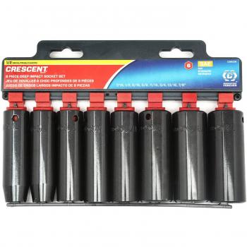 Crescent CIMS2N 8 Piece, 1/2 Drive 6 Point Impact Socket Set, Deep, SAE