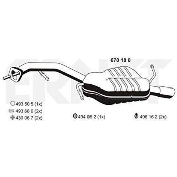 Silenciador trasero ERNST 670180 para Mazda LF28-40-100G y LF29-40-100G