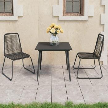 vidaXL 3 Piece Garden Dining Set PVC Rattan Black