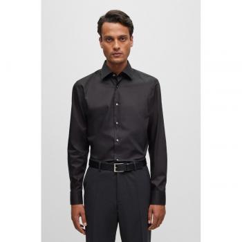 Camisa de Hombre Slim Fit de Popelín de Algodón Fácil de Planchado Modelo 'Hank Kent' Negra 39