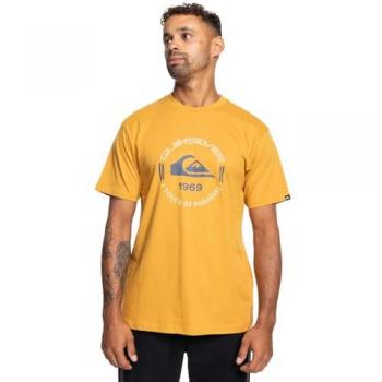 Camiseta de Manga Corta Quiksilver Amarilla para Hombre con Logo Circular