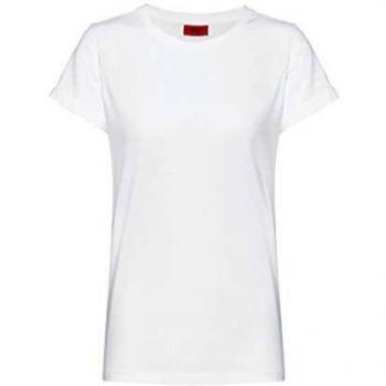 Camiseta de Manga Corta HUGO The Plain de Algodón Jersey Blanca para Mujer Talla M