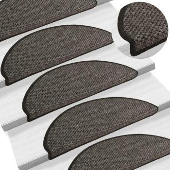 Alfombra Autoadhesiva para Escaleras de Sisal, 15 Piezas, 65x21x4 cm, Color Antracita