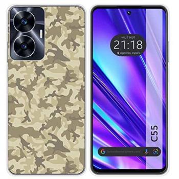 Funda de Silicona Camuflaje Arena para Realme C55 con Dibujos