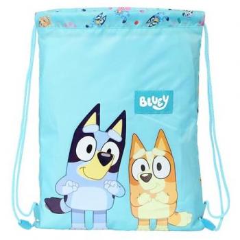 Saco Plano Junior Bluey 26x34cm, Ideal para Niños, Cómodo y Resistente, Color Celeste