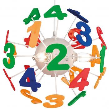 Lámpara colgante infantil de techo 4 luces Multicolor E14 - Colgante Números Multicolor 4 bombillas 14cm