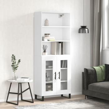 Aparador alto blanco de madera contrachapada 69,5x34x180 cm