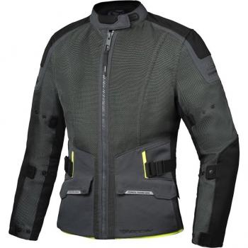 Ixon Chaqueta de Moto M-NJORD Tactic Verde-Negro-Amarillo, chaqueta textil de motocicleta, color negro con detalles en verde y amarillo, talla 3XL